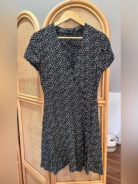 Madewell Black Floral-Print Mini Dress